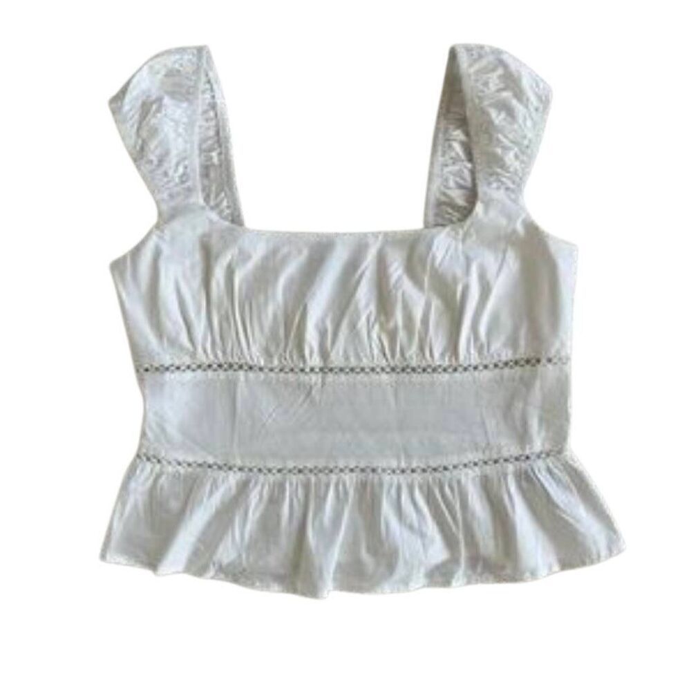 Wild Fable Women's White Cotton Spandex Peplum Top EUC sz XS